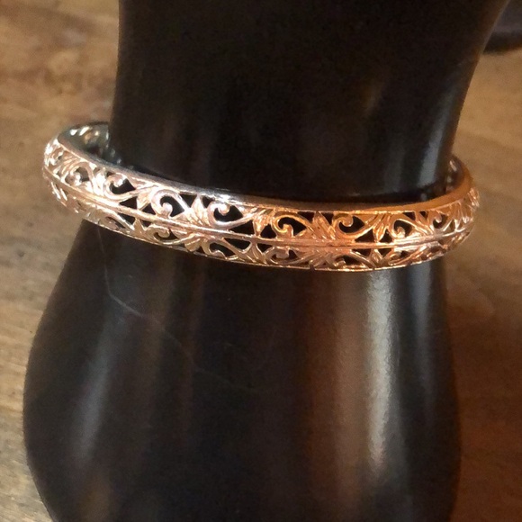 Beautiful Scroll Filigree 925 Sterling Silver Cuff Bracelet - Picture 3 of 11